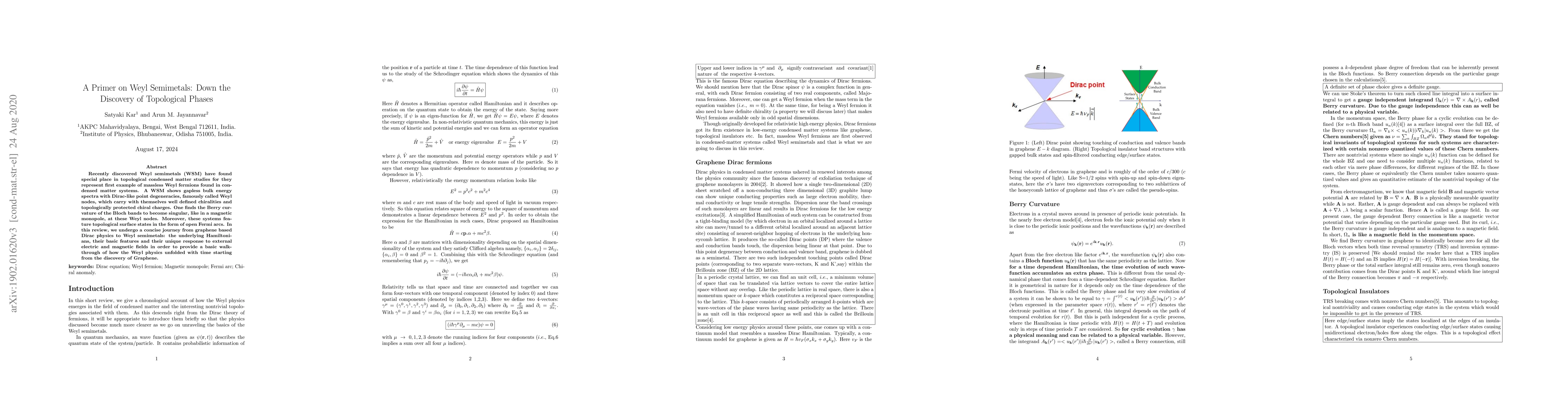 Thumbnail for A Primer on Weyl Semimetals: Down the Discovery of Topological Phases