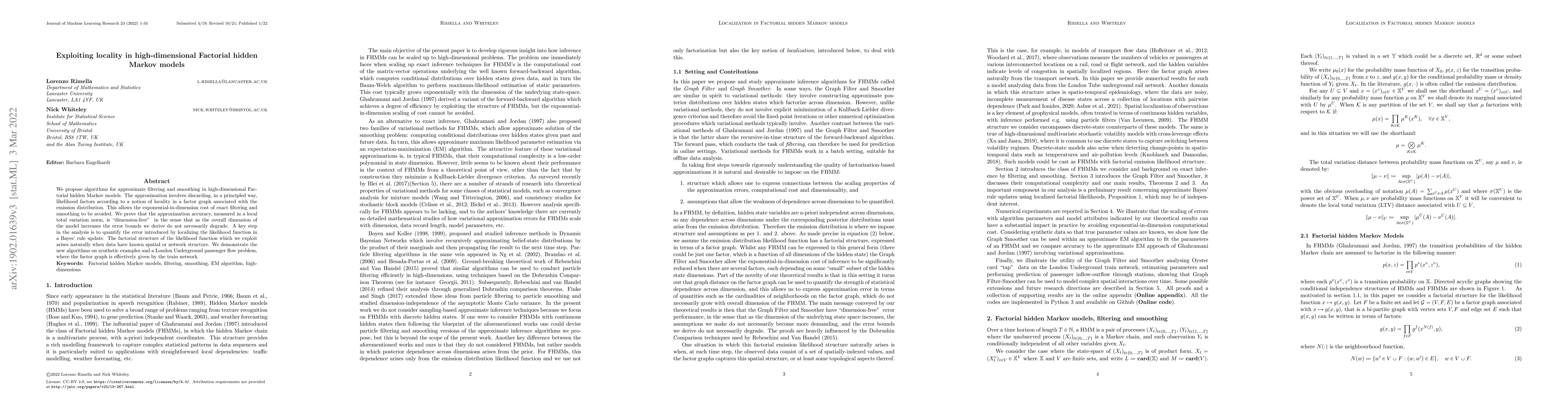 Thumbnail for Exploiting locality in high-dimensional factorial hidden Markov models