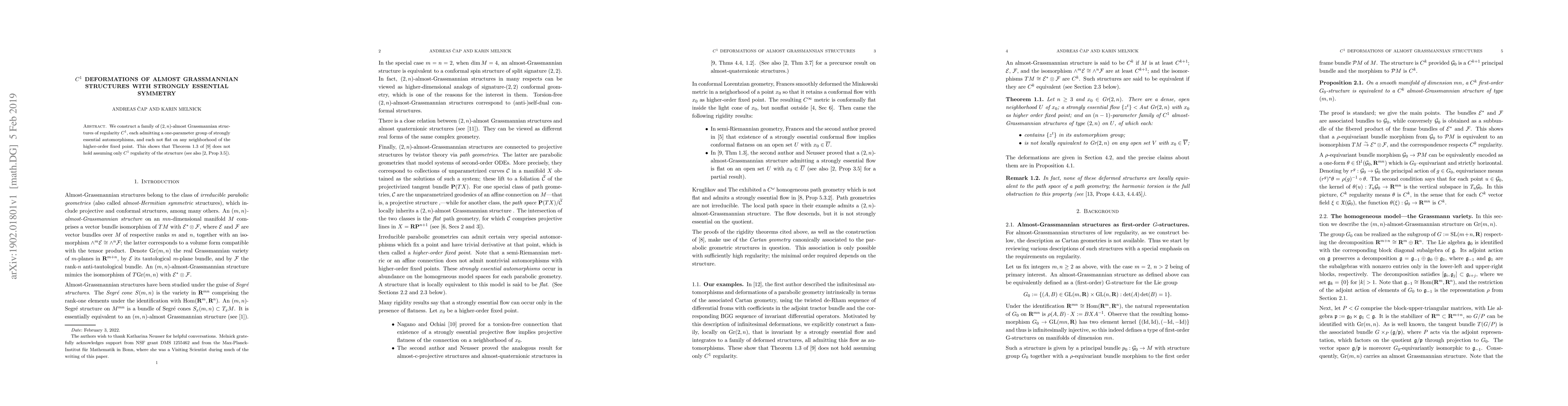 Thumbnail for C^1 Deformations of almost-Grassmannian structures with strongly
  essential symmetry