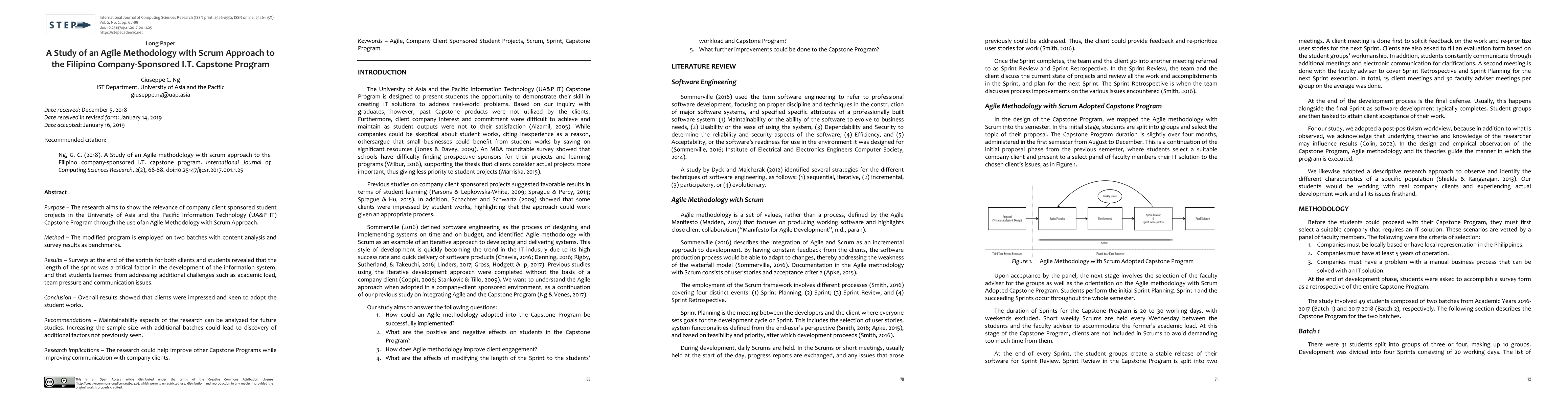 Thumbnail for A Study of an Agile Methodology with Scrum Approach to the Filipino
  Company-Sponsored I.T. Capstone Program