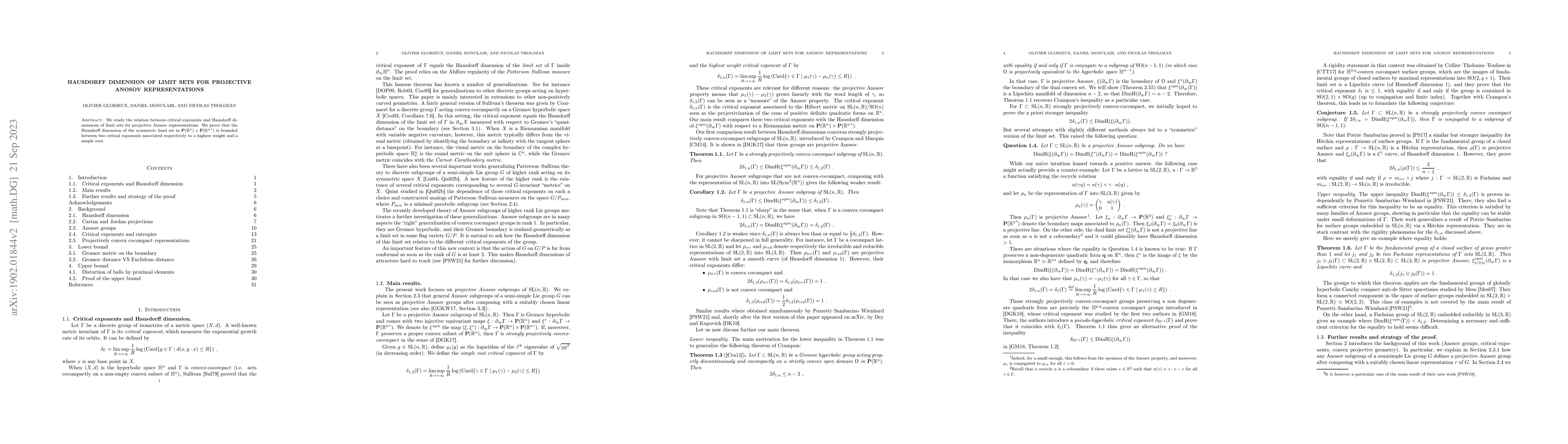 Thumbnail for Hausdorff dimension of limit sets for projective Anosov representations