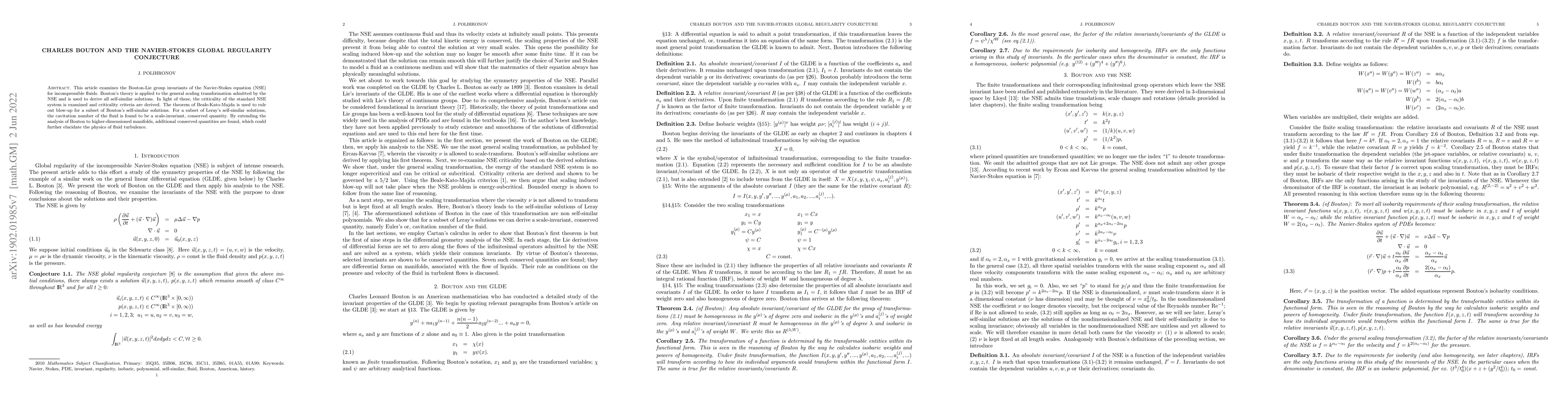 Thumbnail for Charles Bouton and the Navier-Stokes Global Regularity Conjecture