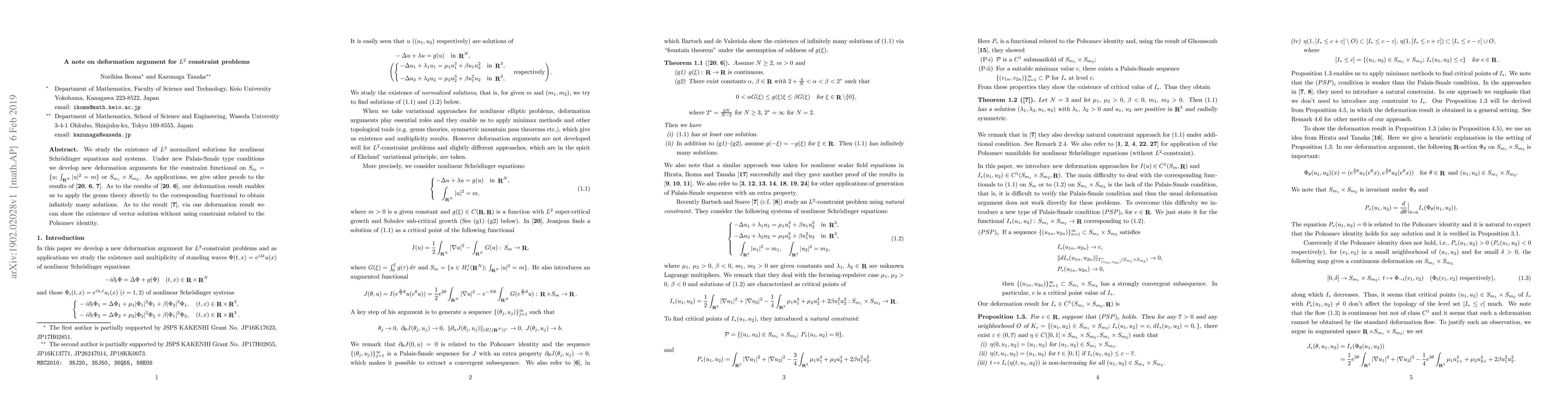 Thumbnail for A note on deformation argument for $L^2$ constraint problem