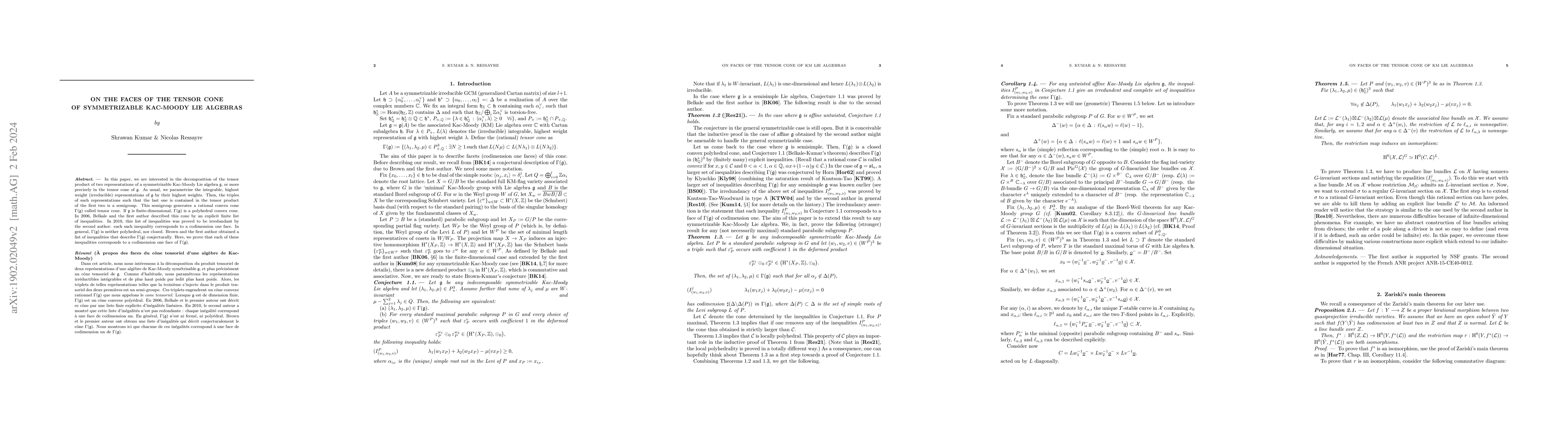 Thumbnail for On the faces of the tensor cone of symmetrizable Kac-Moody lie algebras