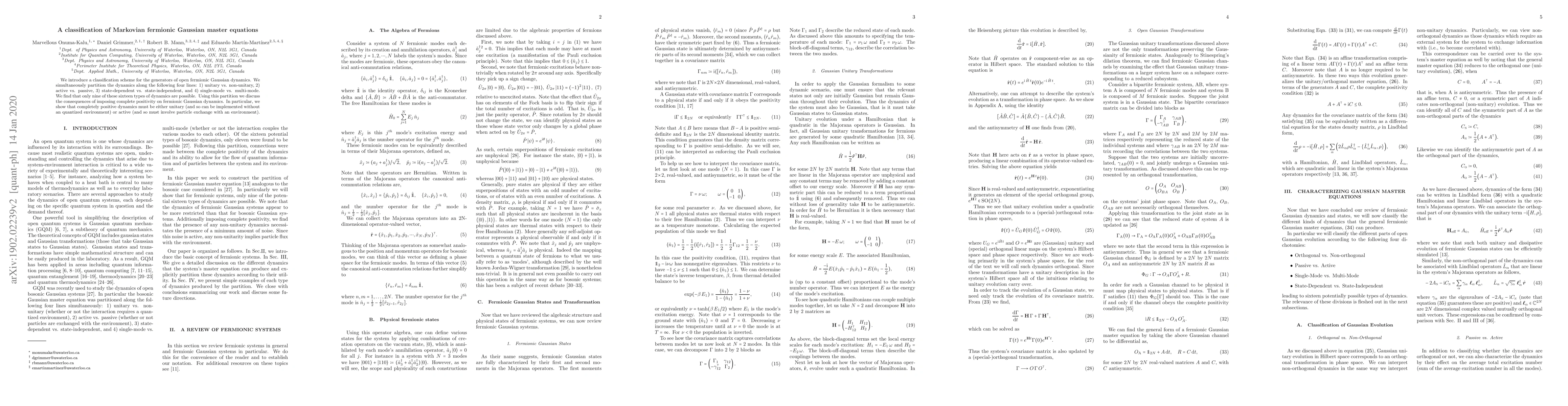 Thumbnail for A classification of Markovian fermionic Gaussian master equations