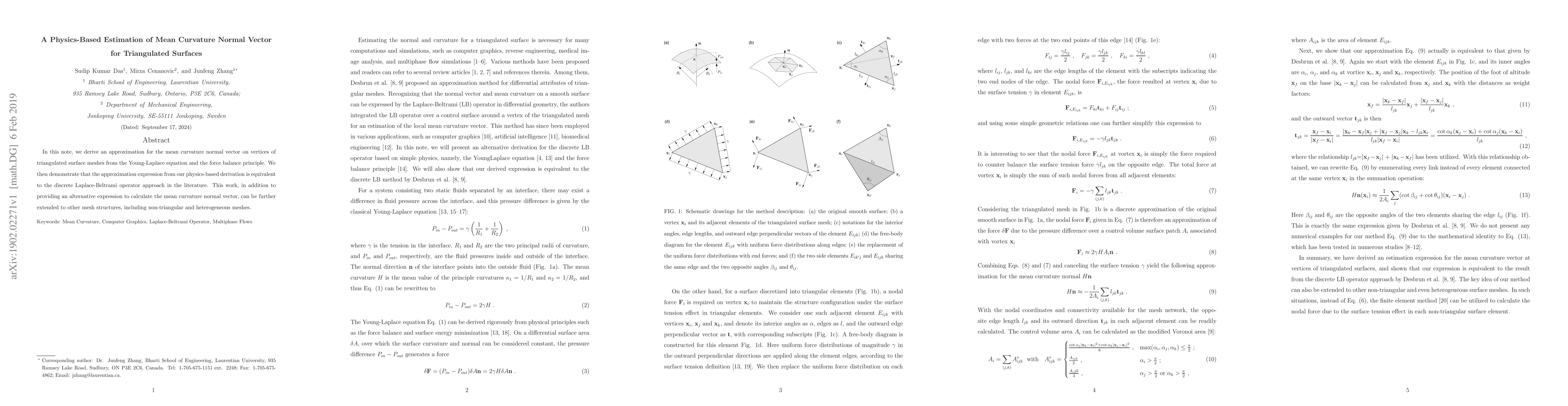 Thumbnail for A Physics-Based Estimation of Mean Curvature Normal Vector for
  Triangulated Surfaces