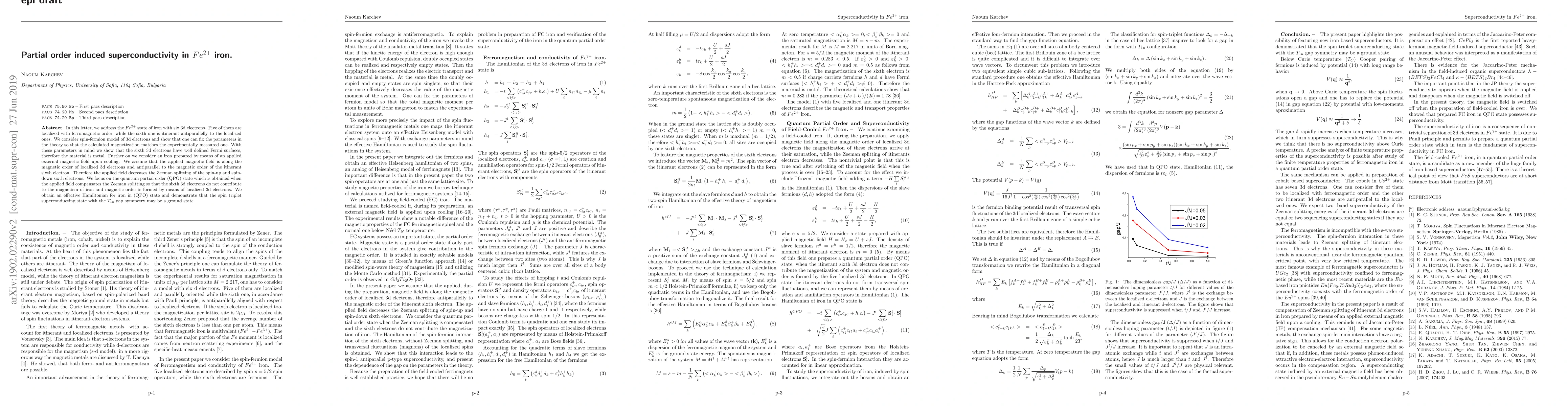 Thumbnail for Partial order induced superconductivity in $Fe^{2+}$ iron