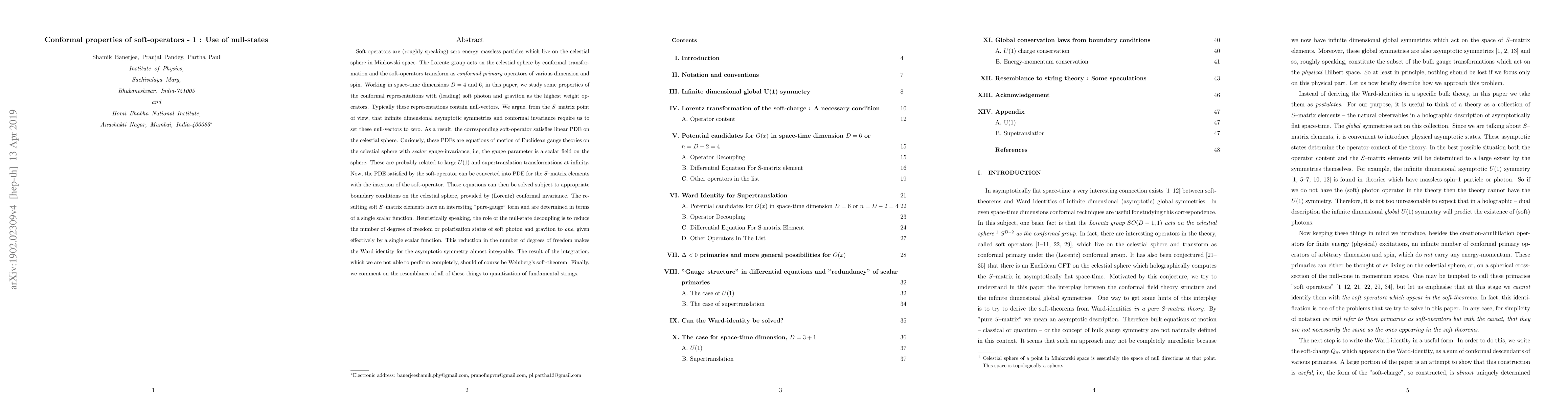 Thumbnail for Conformal properties of soft-operators - 1 : Use of null-states