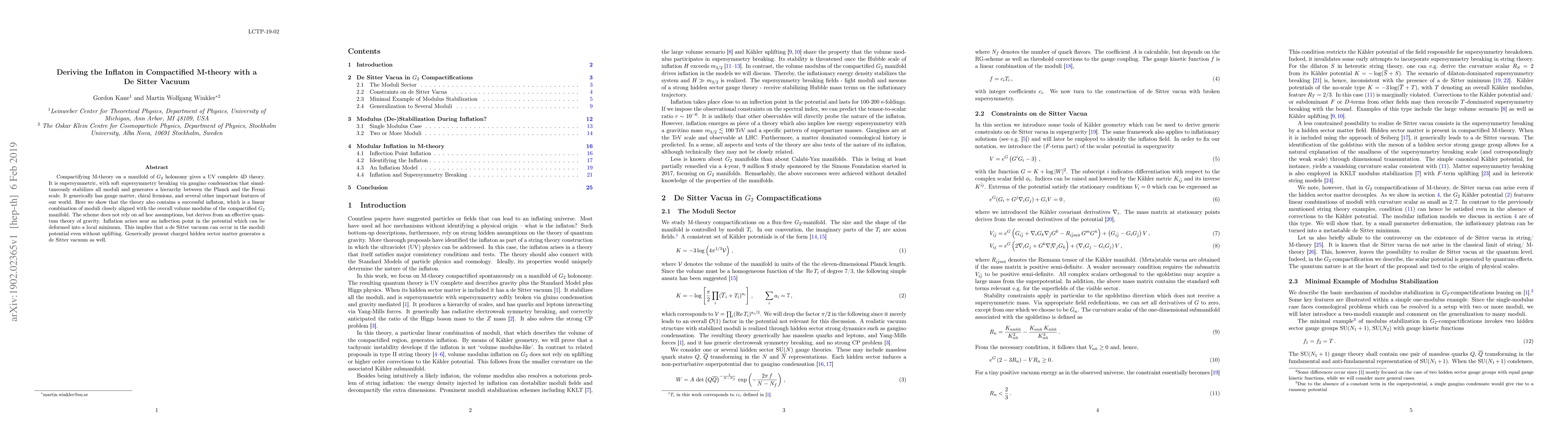 Thumbnail for Deriving the Inflaton in Compactified M-theory with a De Sitter Vacuum