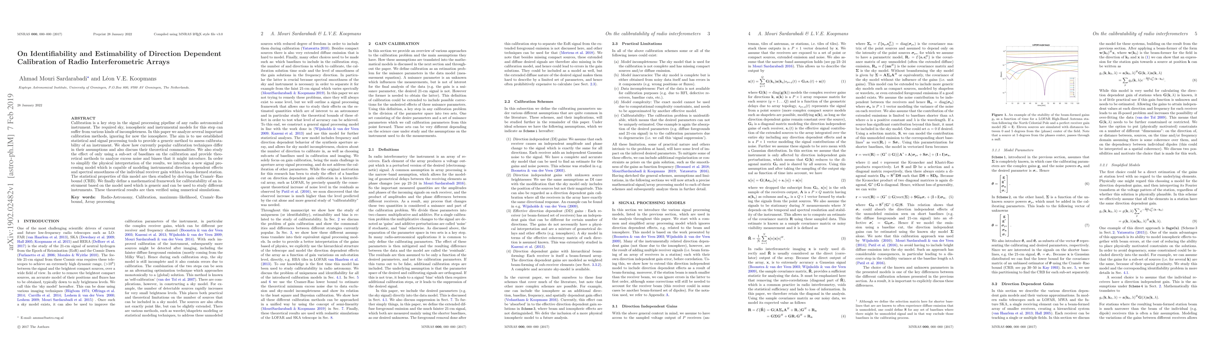 Thumbnail for On Identifiability and Estimability of Direction Dependent Calibration
  of Radio Interferometric Arrays