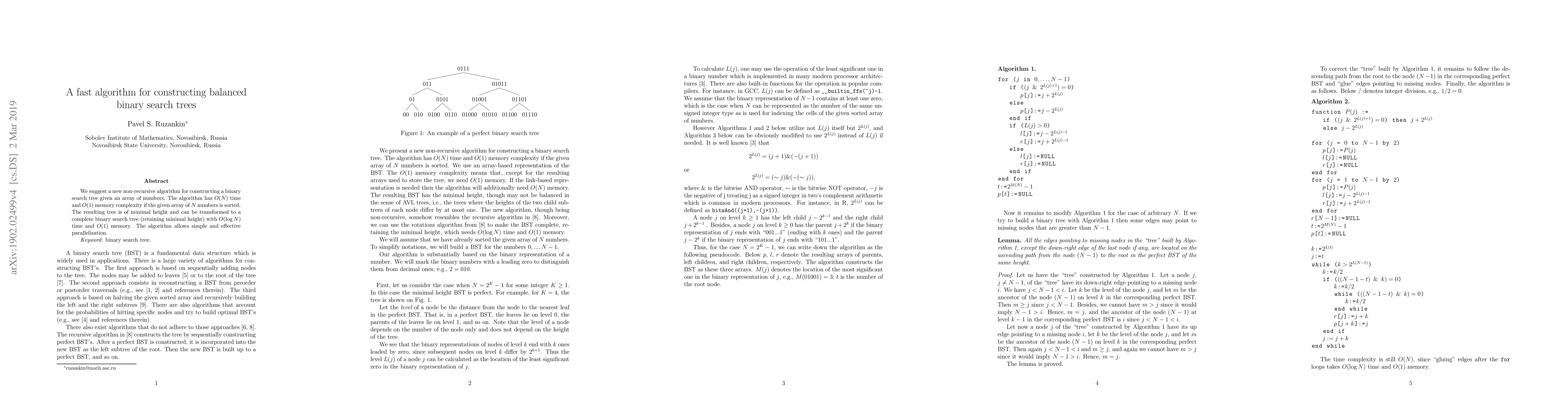 Thumbnail for A fast algorithm for constructing balanced binary search trees