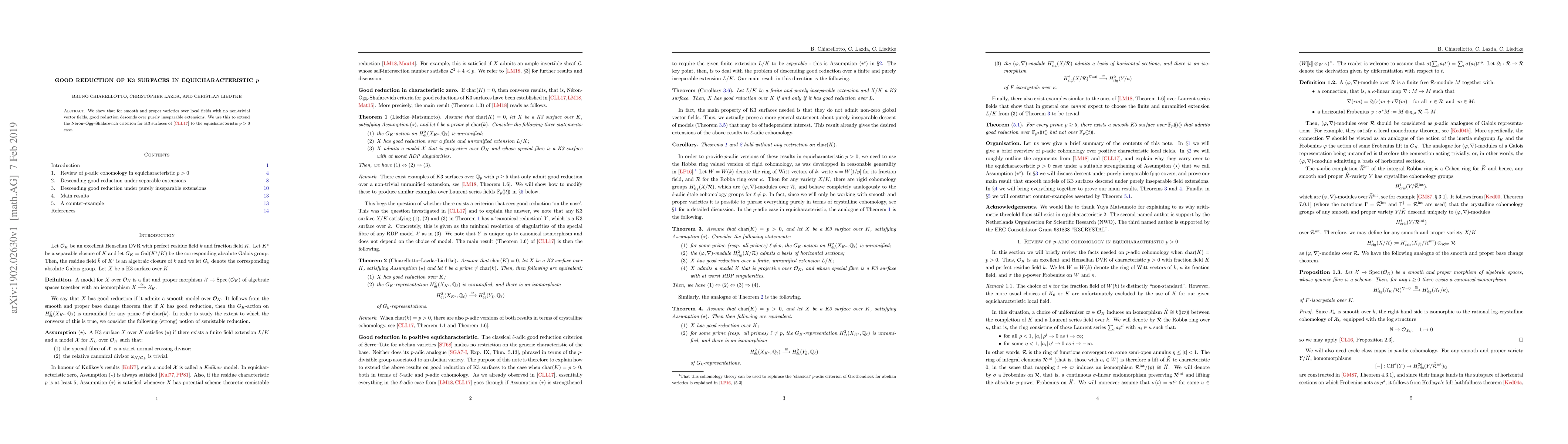 Thumbnail for Good reduction of K3 Surfaces in equicharacteristic p