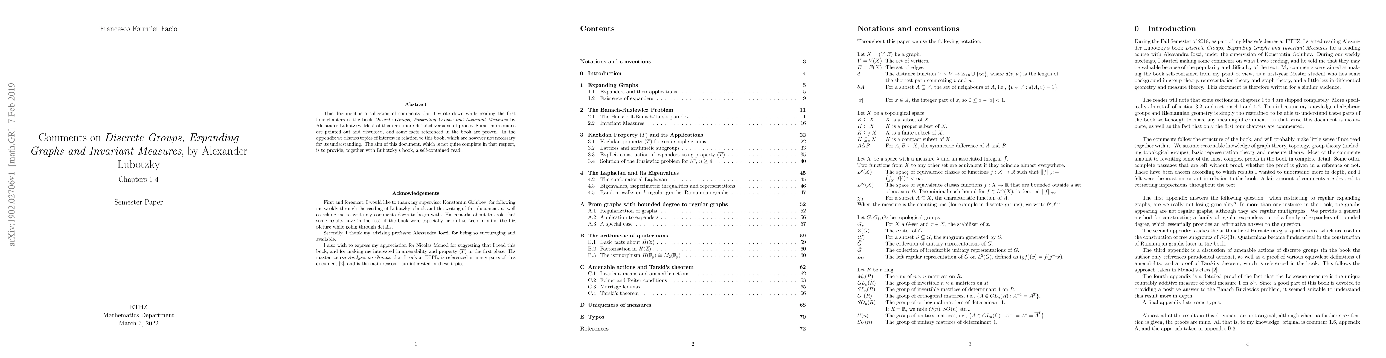 Thumbnail for Comments on "Discrete Groups, Expanding Graphs and Invariant Measures",
  by Alexander Lubotzky