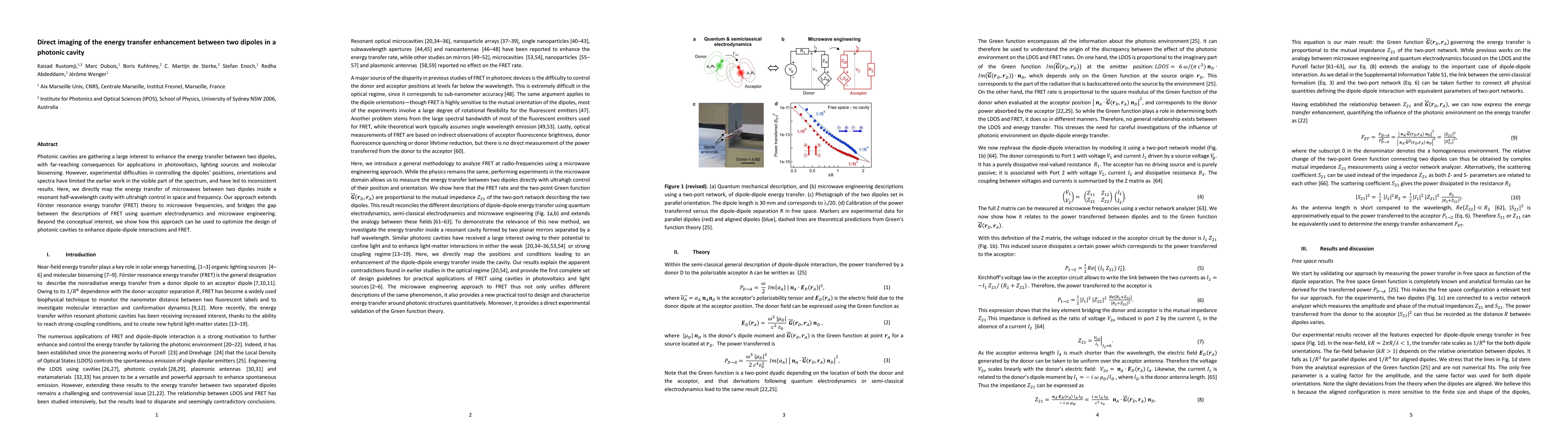Thumbnail for Direct imaging of the energy transfer enhancement between two dipoles in
  a photonic cavity