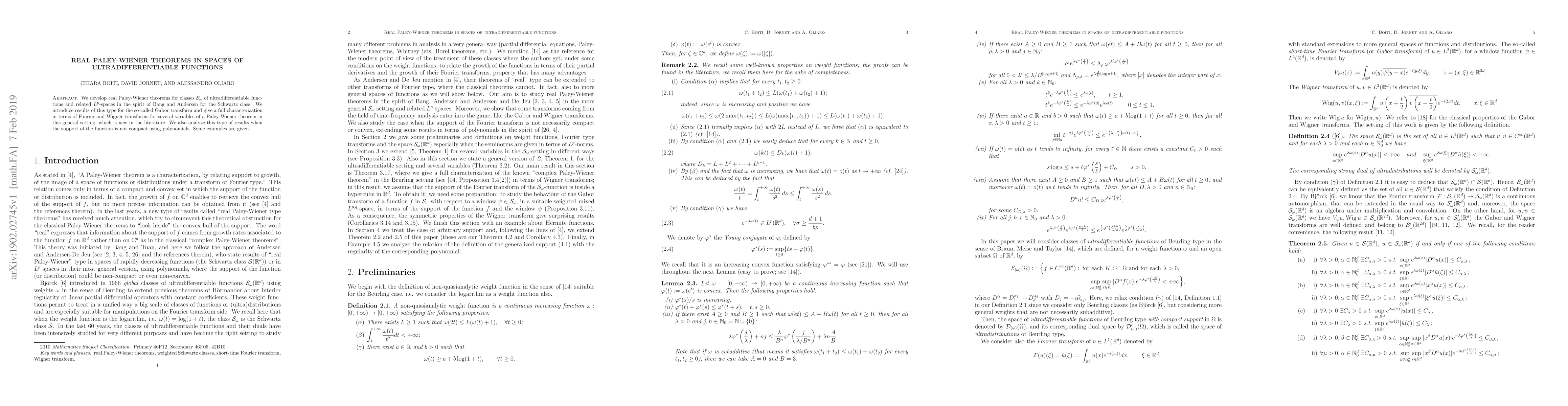 Thumbnail for Real Paley-Wiener theorems in spaces of ultradifferentiable functions