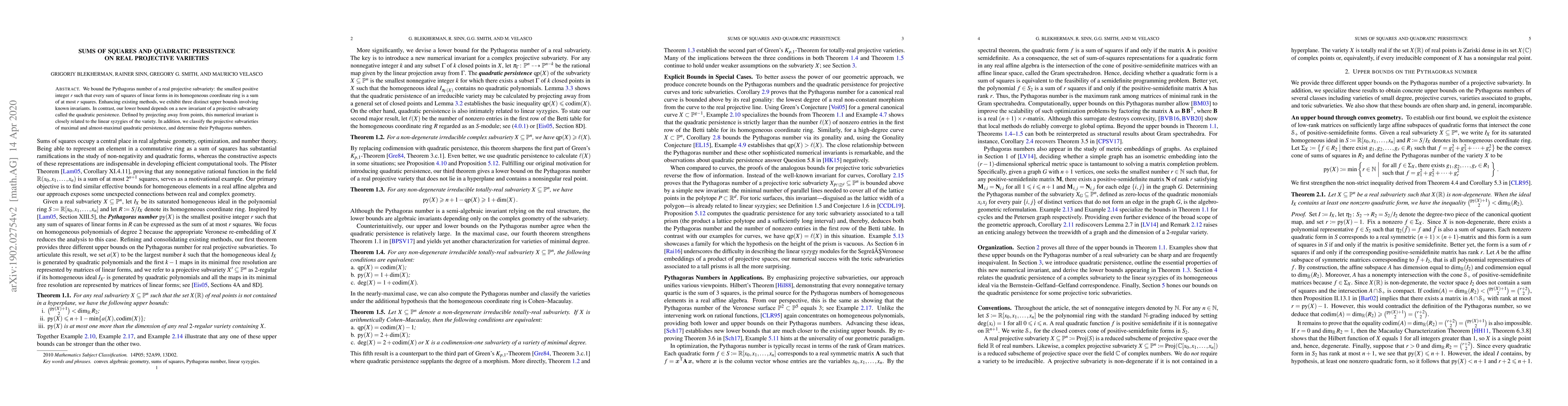 Thumbnail for Sums of Squares and Quadratic Persistence on Real Projective Varieties