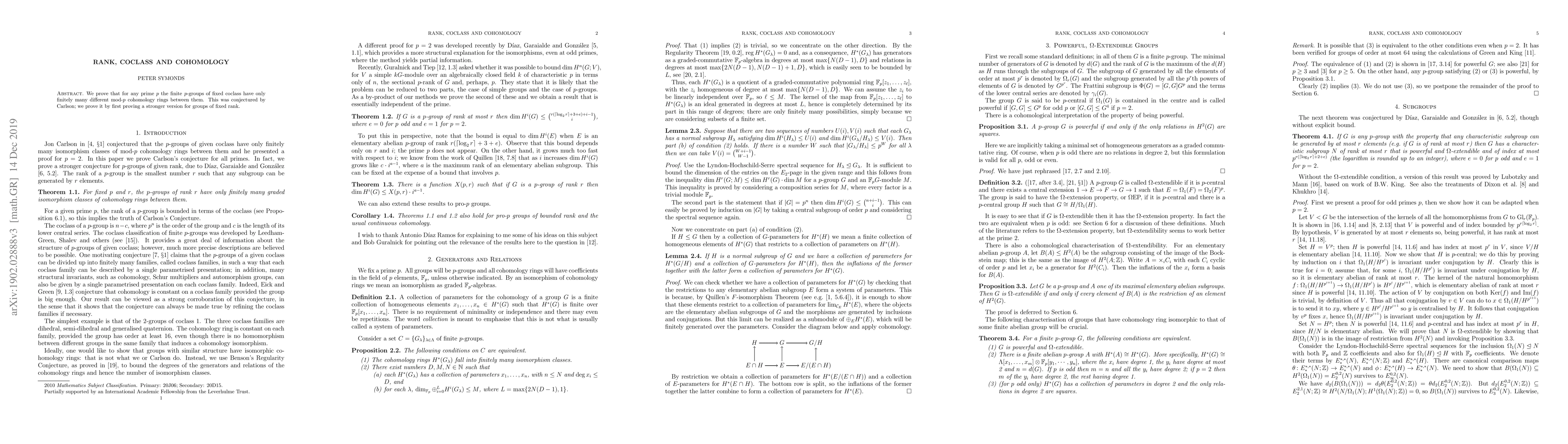 Thumbnail for Rank, coclass and cohomology