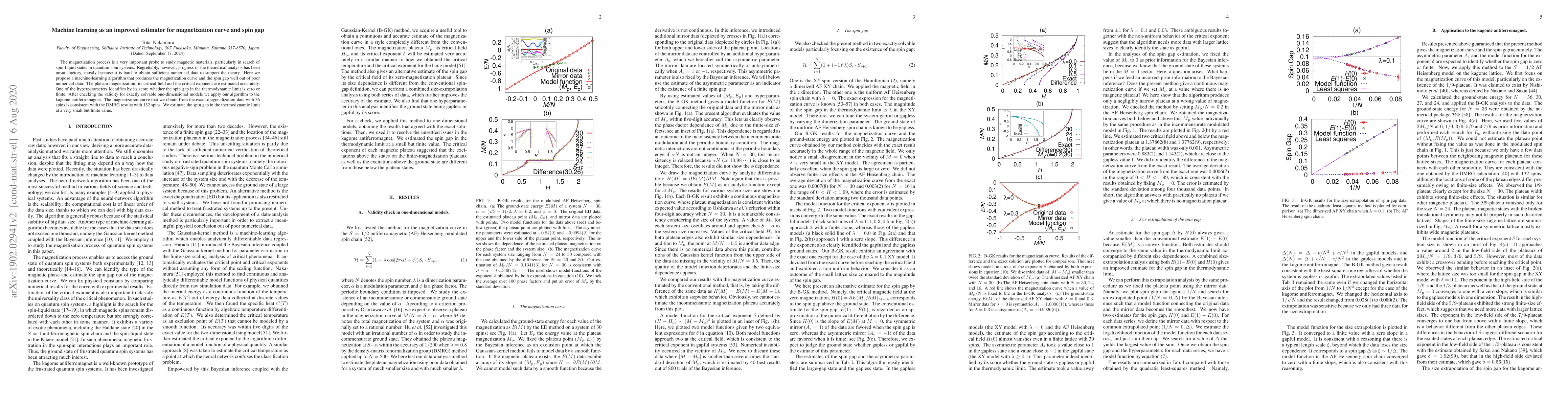 Thumbnail for Machine learning as an improved estimator for magnetization curve and
  spin gap