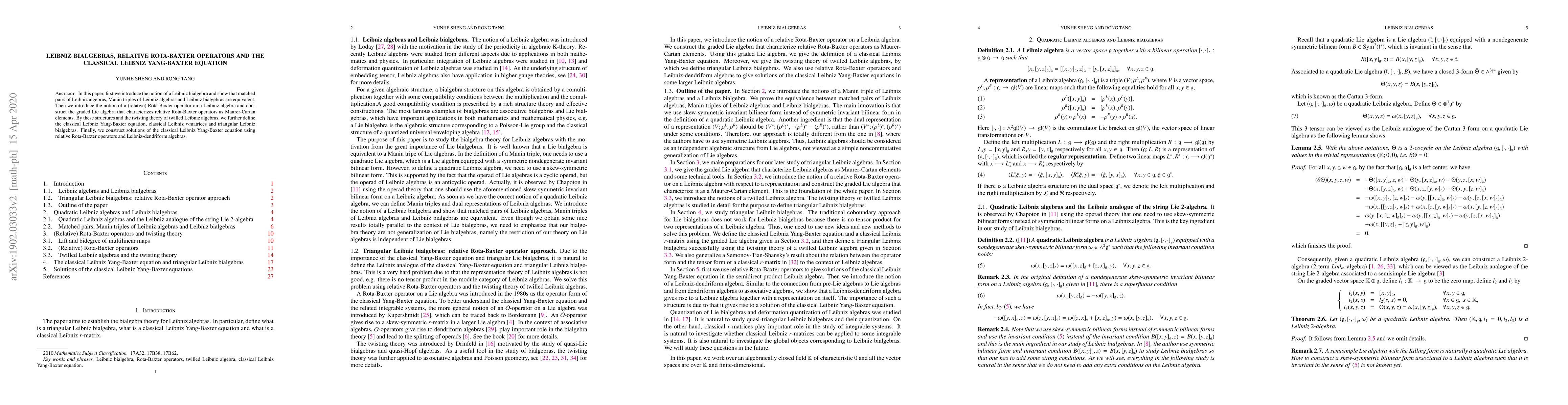Thumbnail for Leibniz bialgebras, relative Rota-Baxter operators and the classical
  Leibniz Yang-Baxter equation