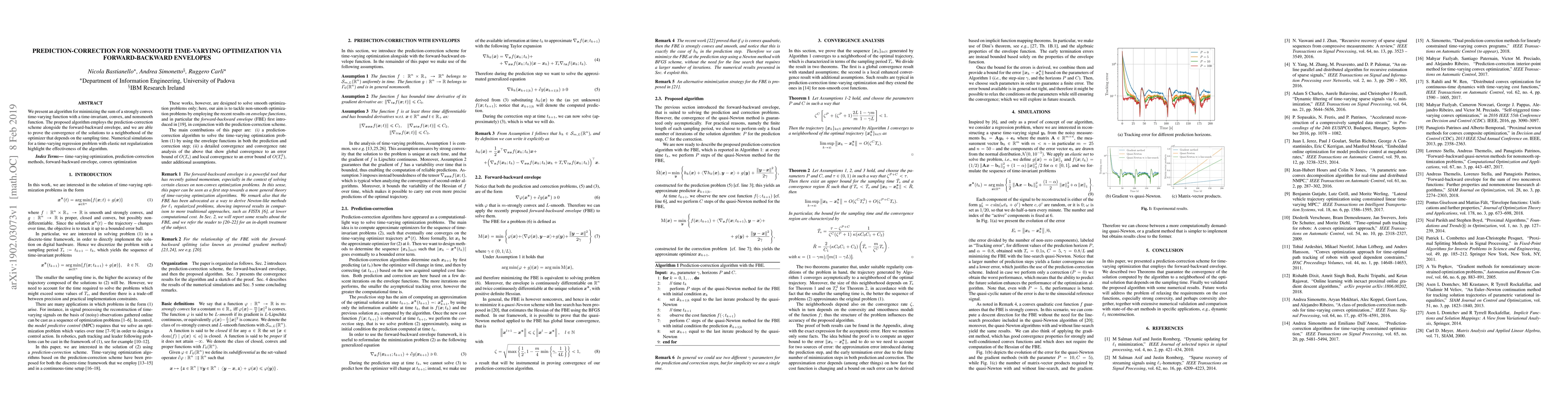 Thumbnail for Prediction-Correction for Nonsmooth Time-Varying Optimization via
  Forward-Backward Envelopes