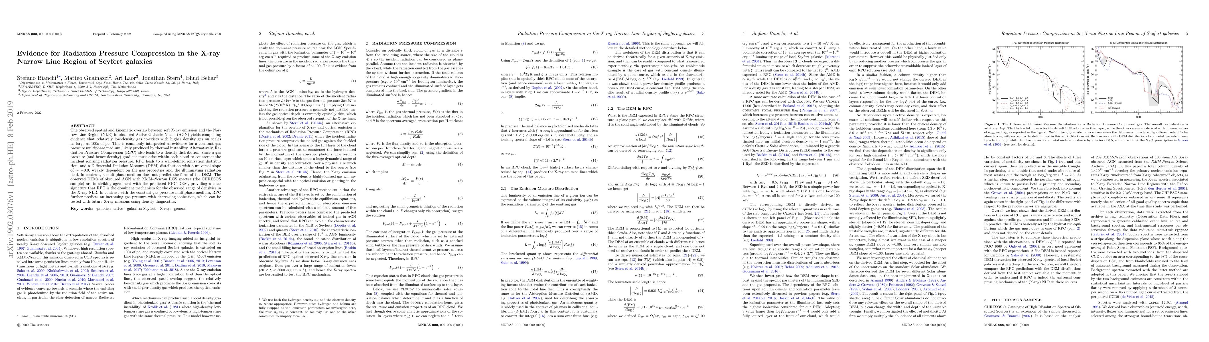 Thumbnail for Evidence for Radiation Pressure Compression in the X-ray Narrow Line
  Region of Seyfert galaxies
