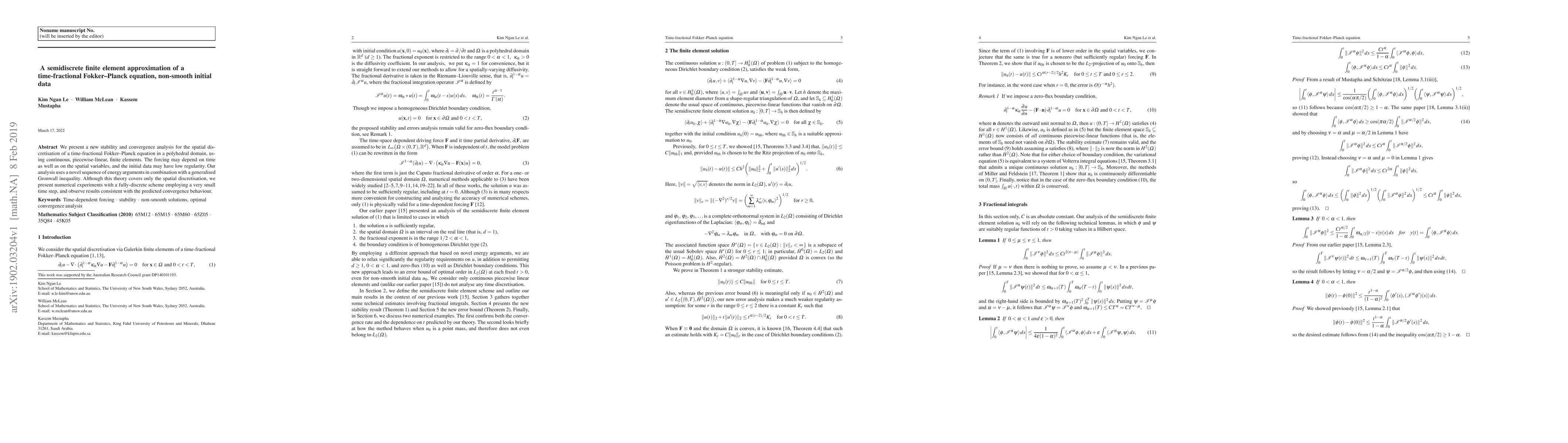 Thumbnail for A semidiscrete finite element approximation of a time-fractional
  Fokker-Planck equation with nonsmooth initial data