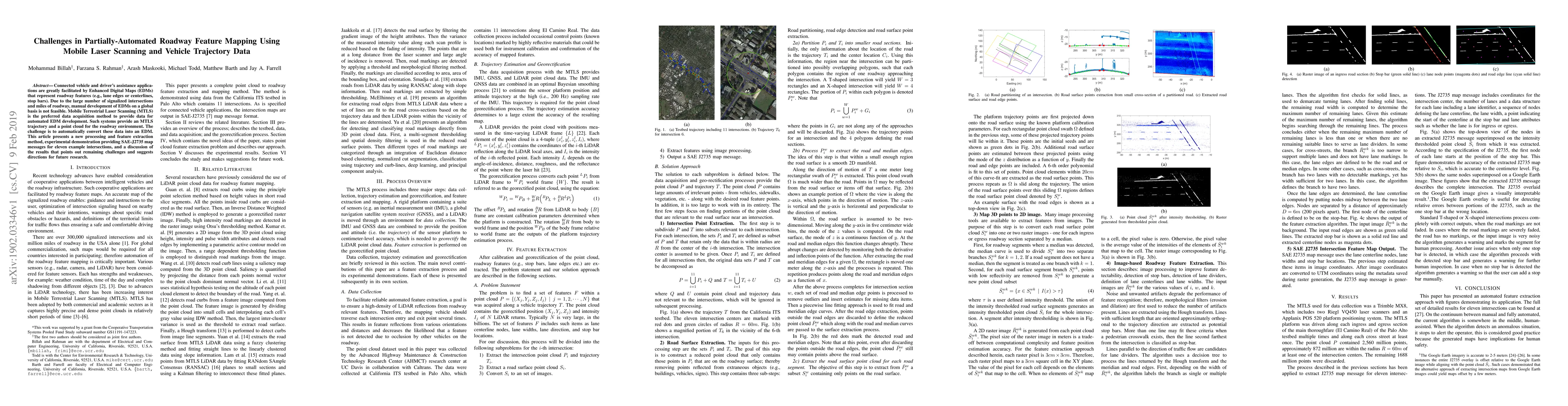 Thumbnail for Challenges in Partially-Automated Roadway Feature Mapping Using Mobile
  Laser Scanning and Vehicle Trajectory Data