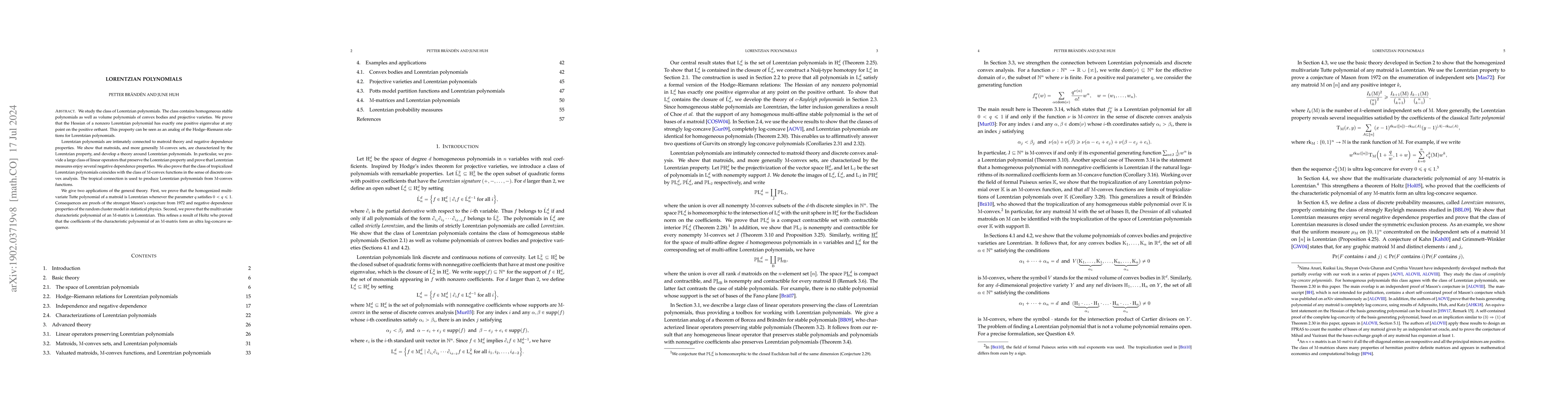 Thumbnail for Lorentzian polynomials