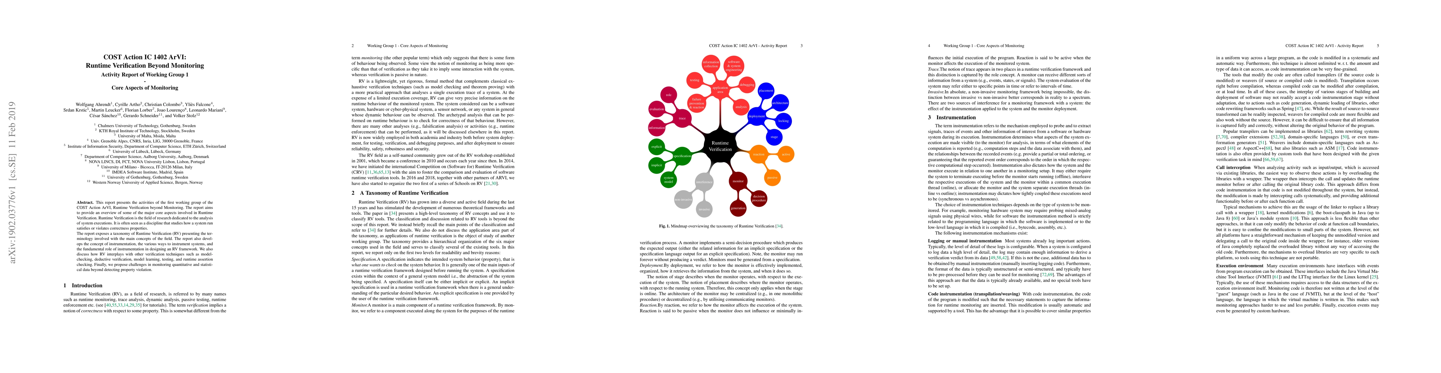 Thumbnail for COST Action IC 1402 ArVI: Runtime Verification Beyond Monitoring --
  Activity Report of Working Group 1