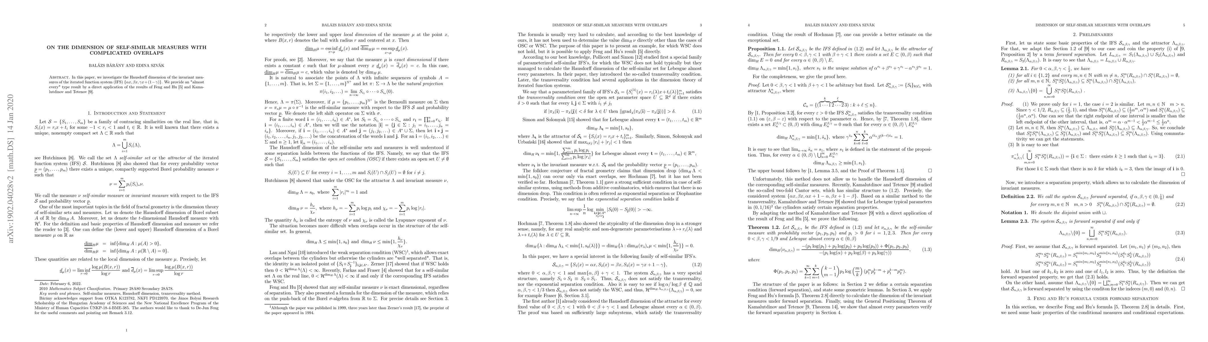 Thumbnail for On the dimension of self-similar measures with complicated overlaps