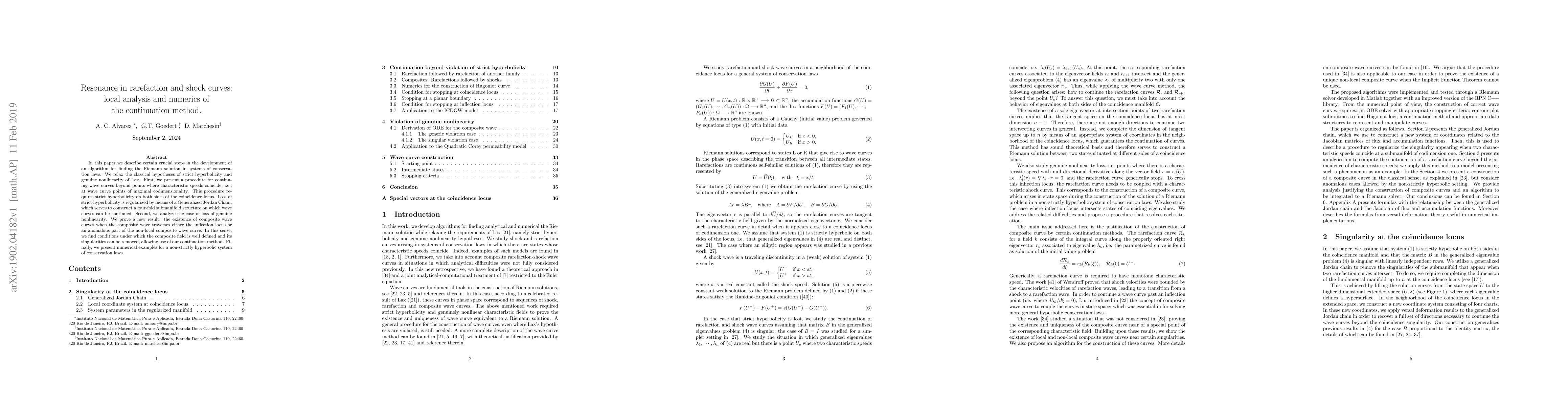 Thumbnail for Resonance in rarefaction and shock curves: local analysis and numerics
  of the continuation method