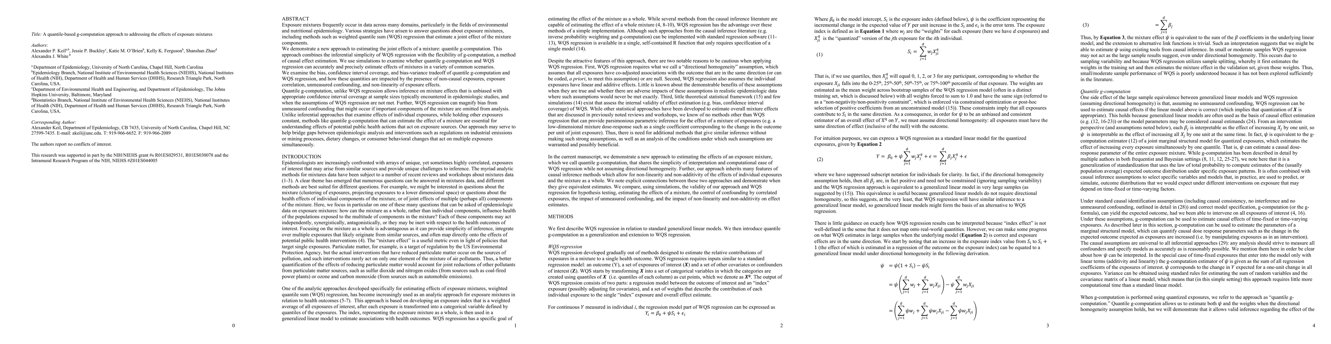 Thumbnail for A quantile-based g-computation approach to addressing the effects of
  exposure mixtures