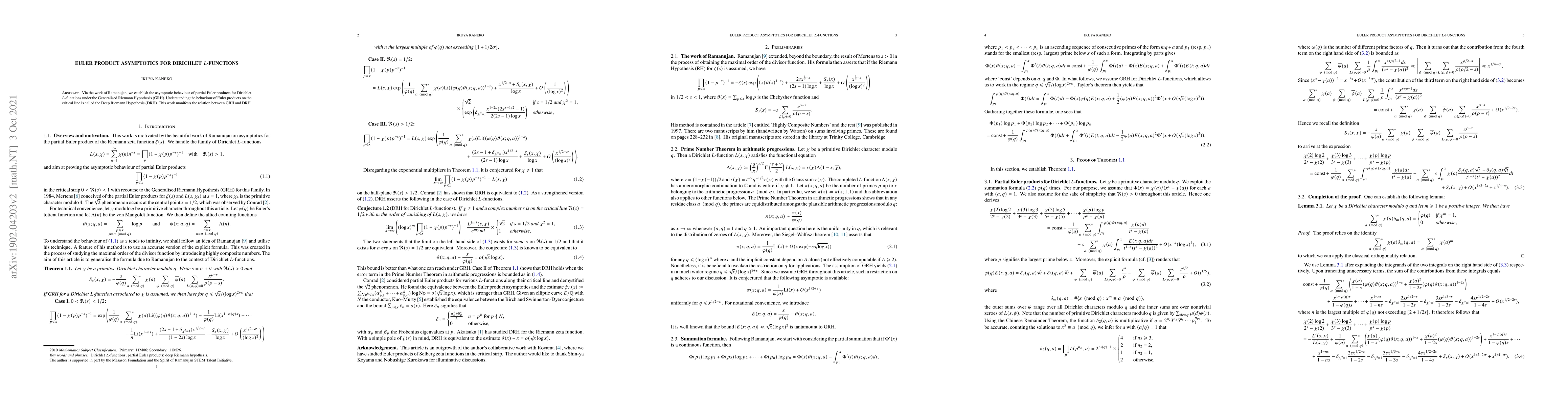 Thumbnail for Euler Product Asymptotics for Dirichlet $L$-Functions