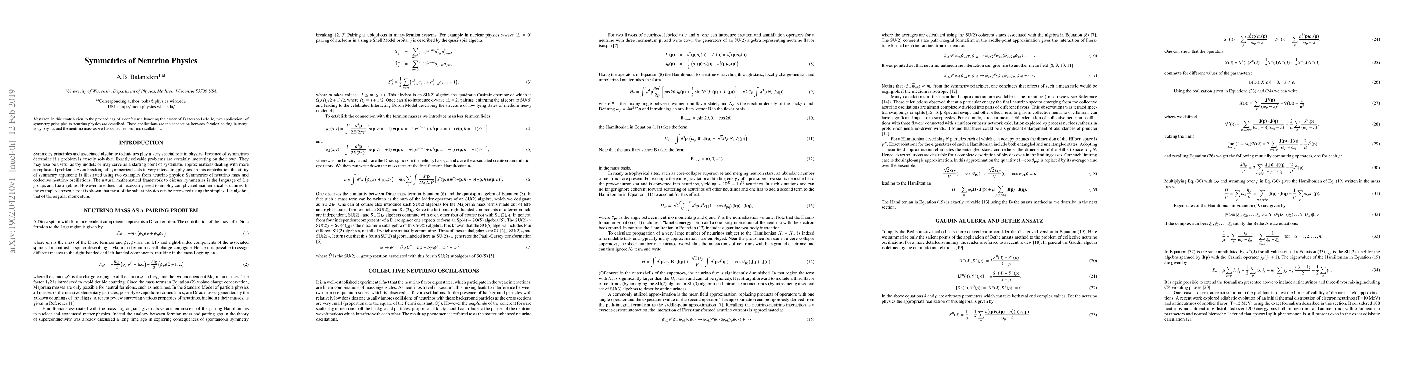 Thumbnail for Symmetries of Neutrino Physics