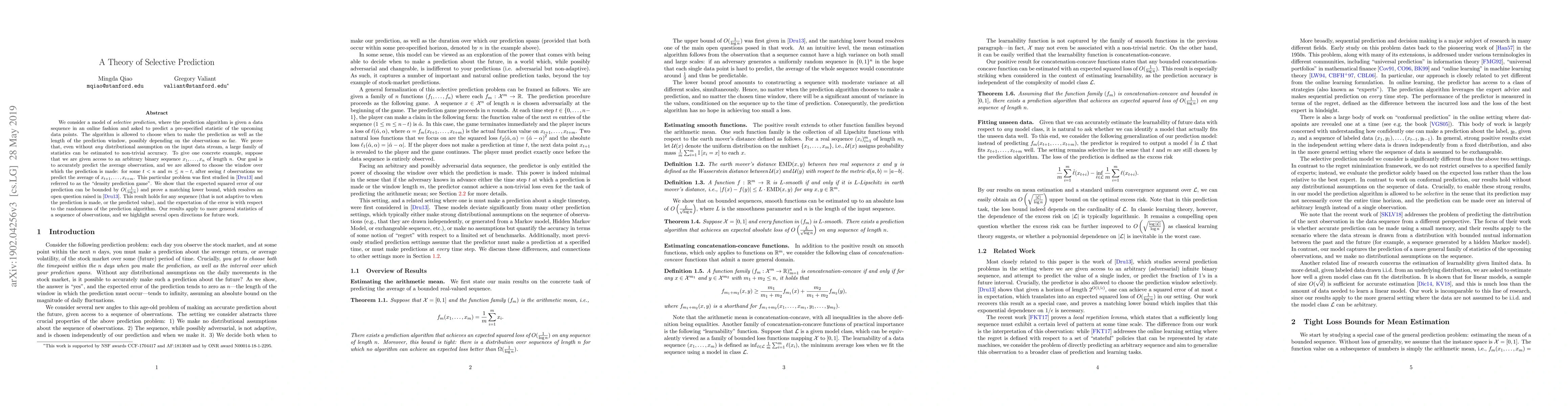 Thumbnail for A Theory of Selective Prediction