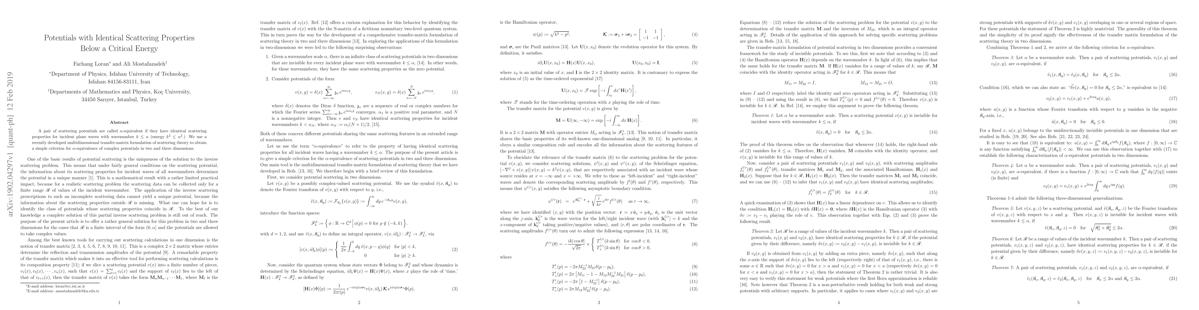Thumbnail for Potentials with Identical Scattering Properties Below a Critical Energy