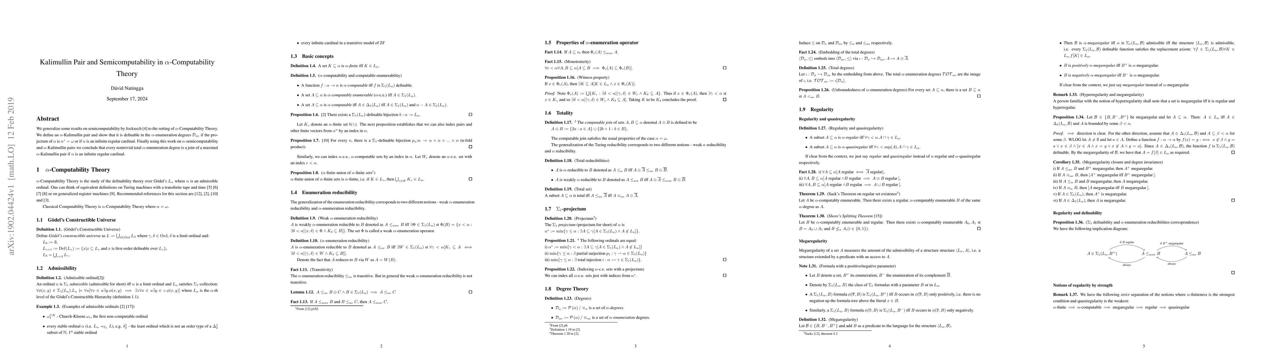 Thumbnail for Kalimullin Pair and Semicomputability in $\alpha$-Computability Theory