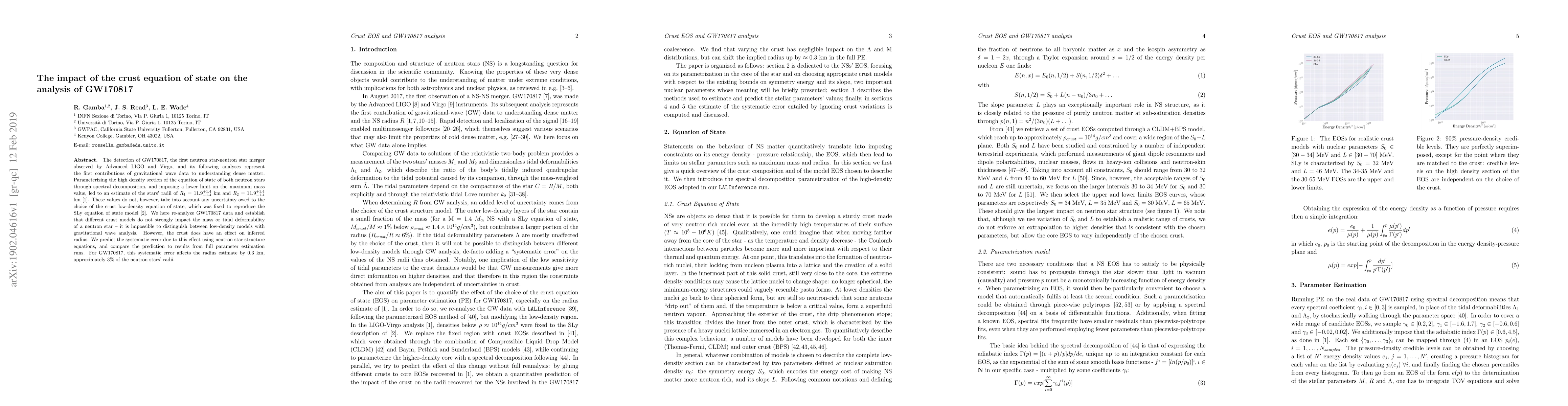 Thumbnail for The impact of the crust equation of state on the analysis of GW170817