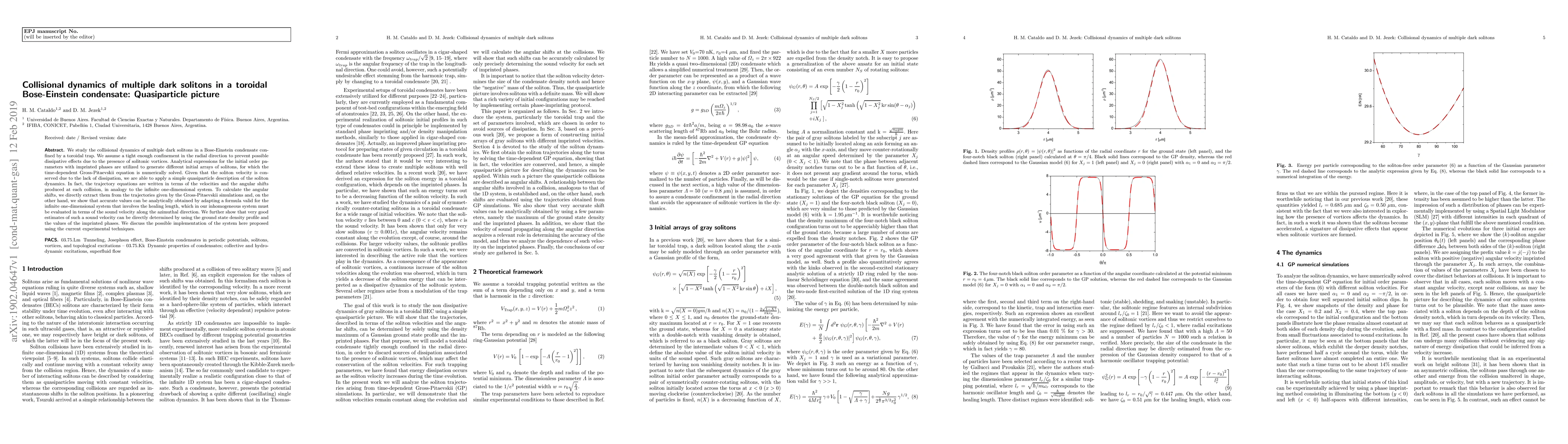 Thumbnail for Collisional dynamics of multiple dark solitons in a toroidal
  Bose-Einstein condensate: Quasiparticle picture