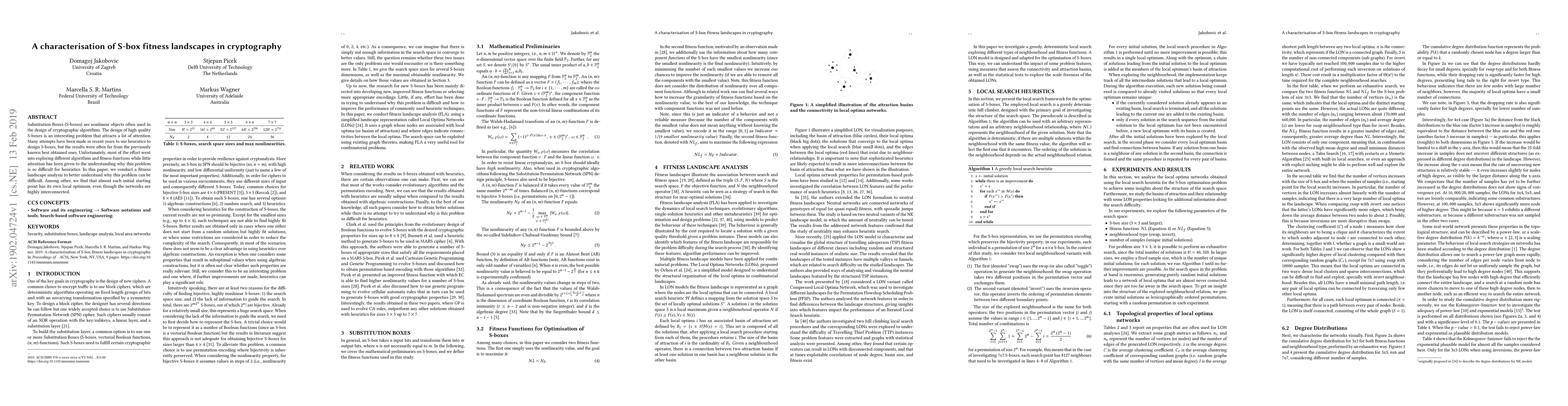 Thumbnail for A characterisation of S-box fitness landscapes in cryptography