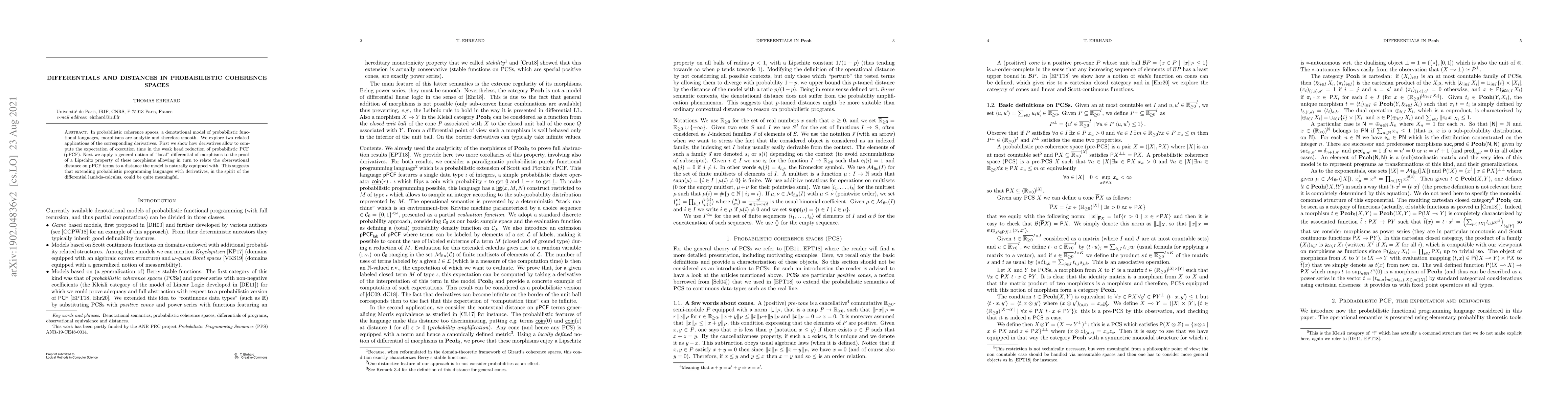 Thumbnail for Differentials and distances in probabilistic coherence spaces