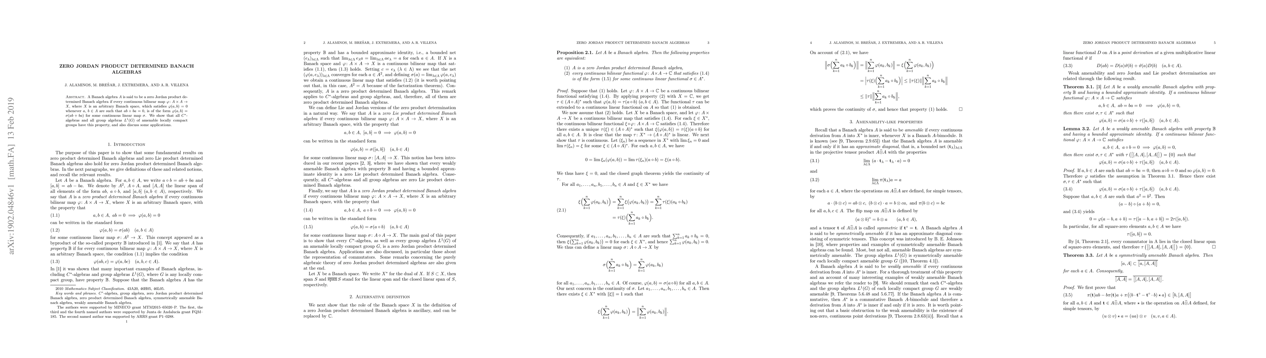 Thumbnail for Zero Jordan product determined Banach algebras