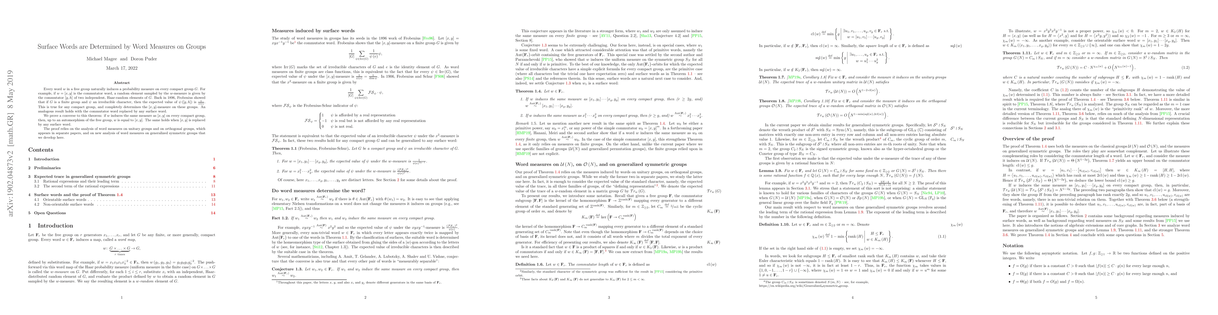 Thumbnail for Surface Words are Determined by Word Measures on Groups