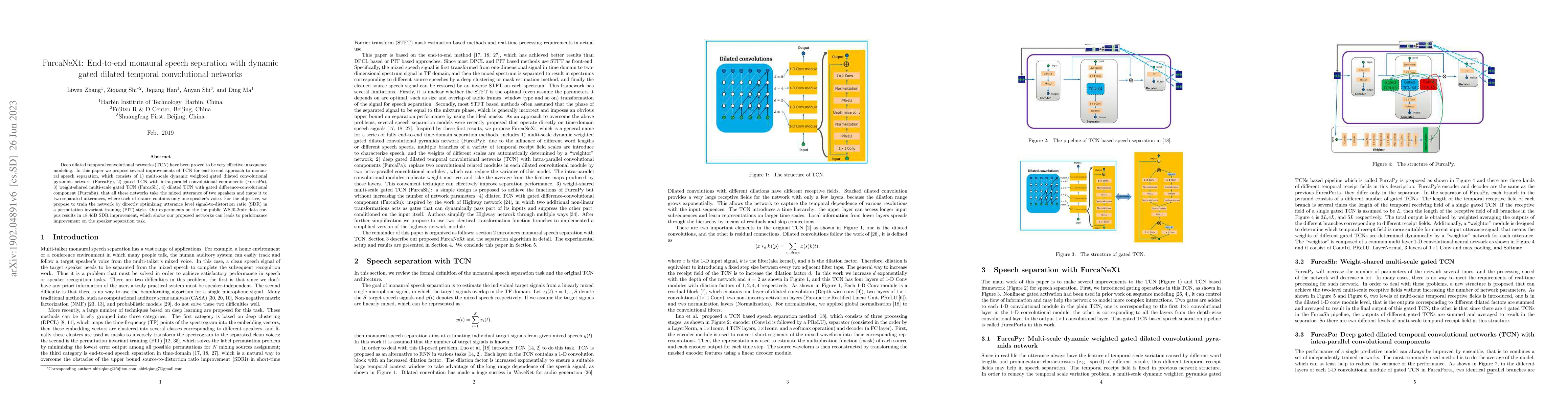 Thumbnail for FurcaNeXt: End-to-end monaural speech separation with dynamic gated
  dilated temporal convolutional networks