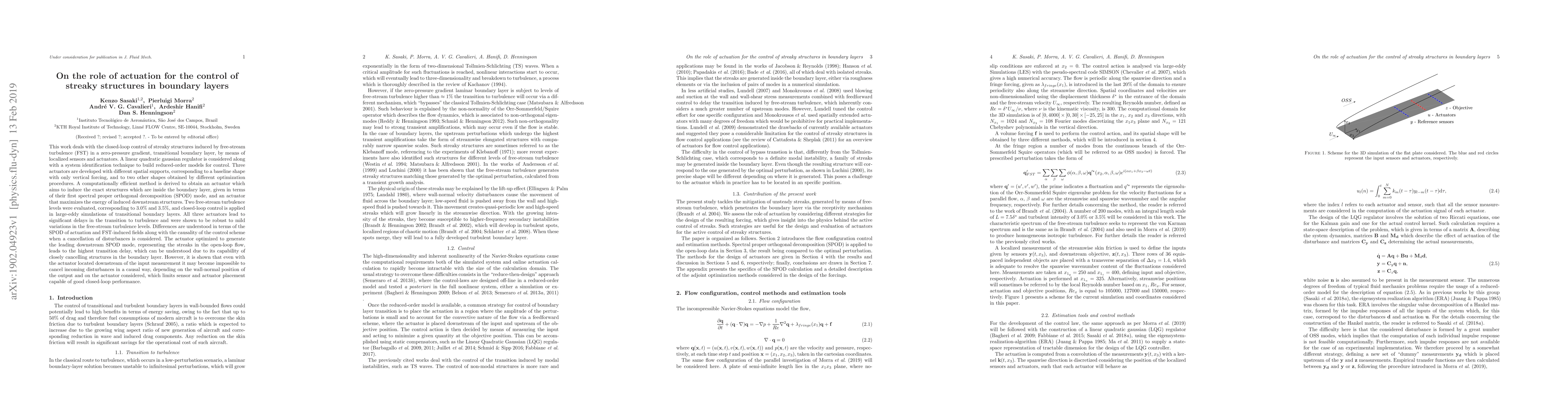 Thumbnail for On the role of actuation for the control of streaky structures in
  boundary layers