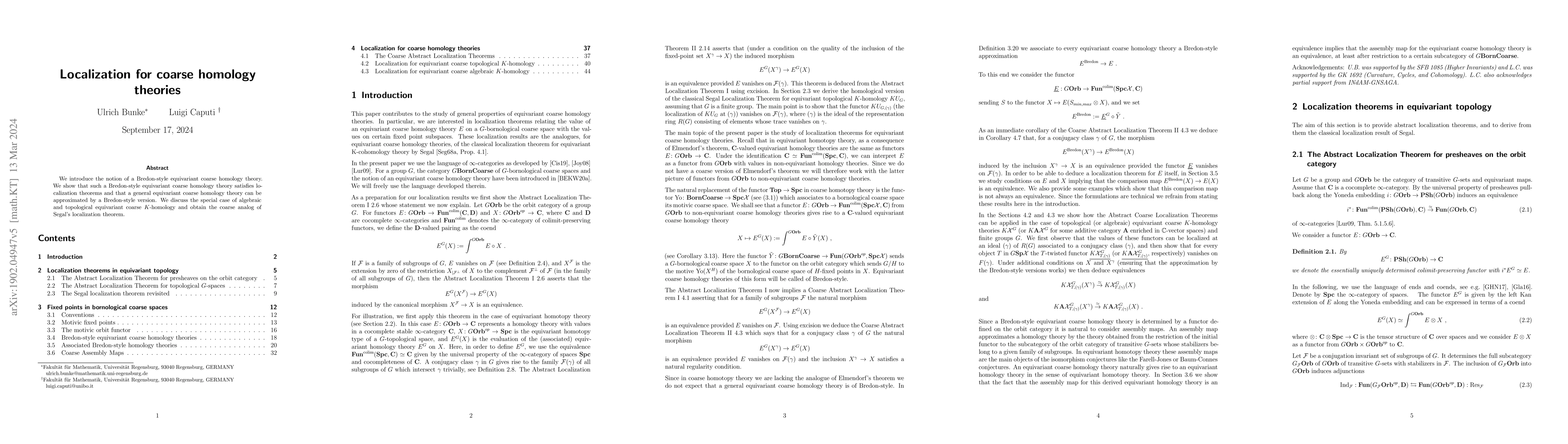 Thumbnail for Localization for coarse homology theories