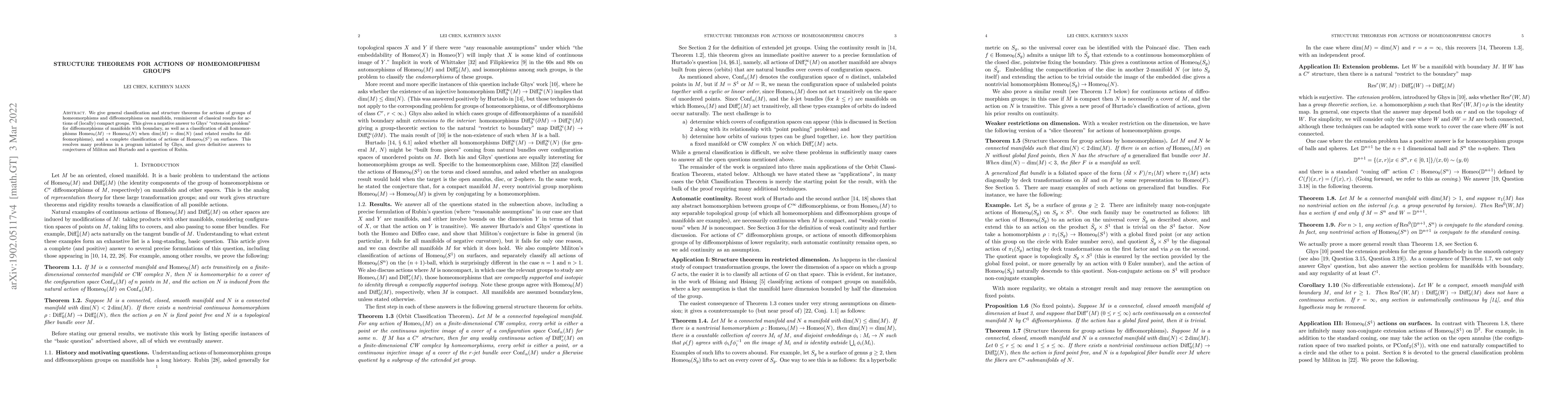 Thumbnail for Structure theorems for actions of homeomorphism groups