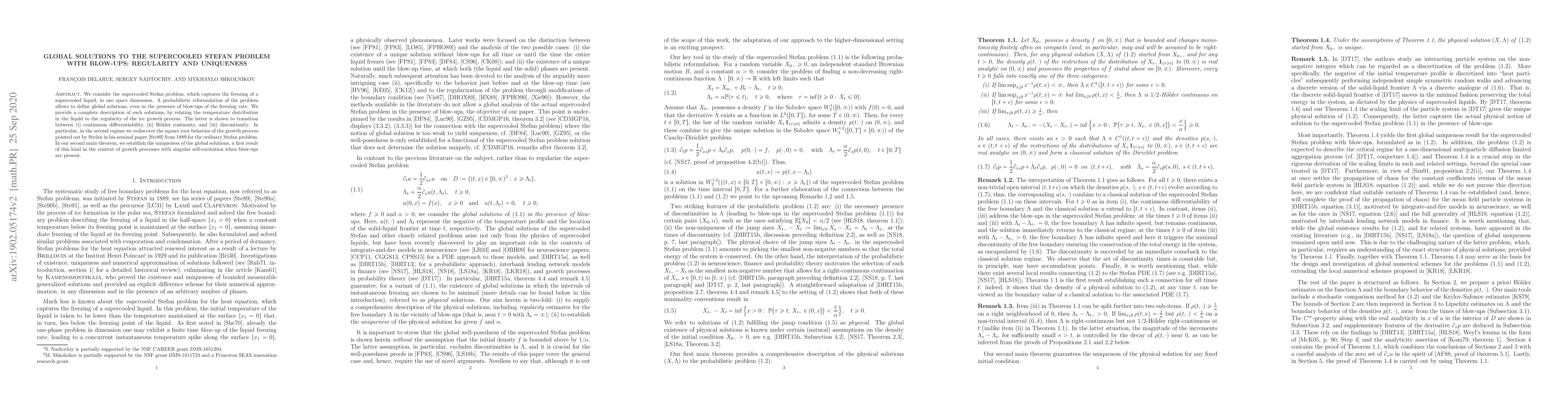 Thumbnail for Global solutions to the supercooled Stefan problem with blow-ups:
  regularity and uniqueness