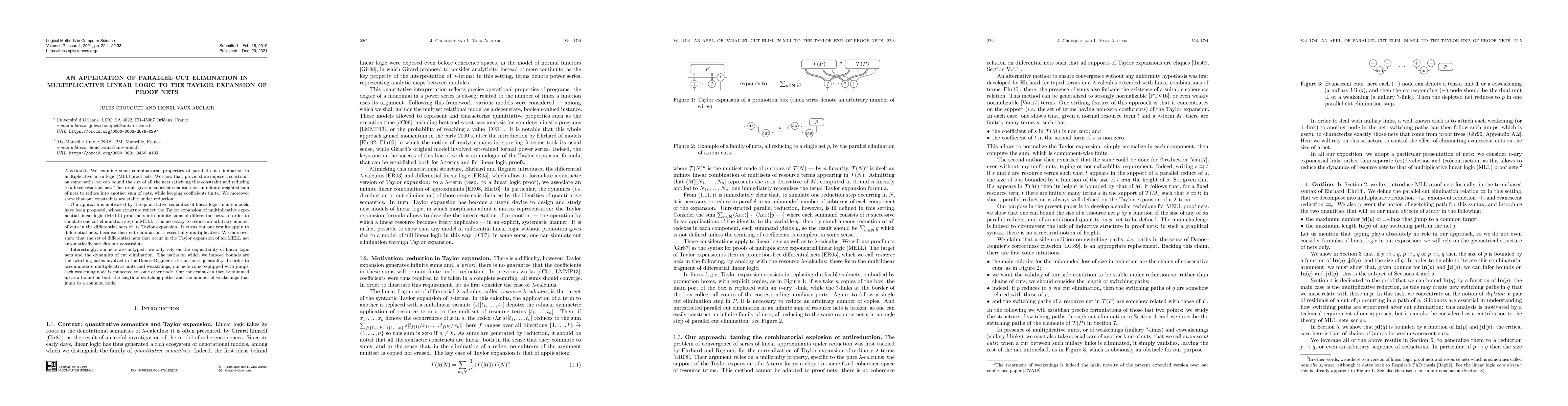 Thumbnail for An application of parallel cut elimination in multiplicative linear
  logic to the Taylor expansion of proof nets