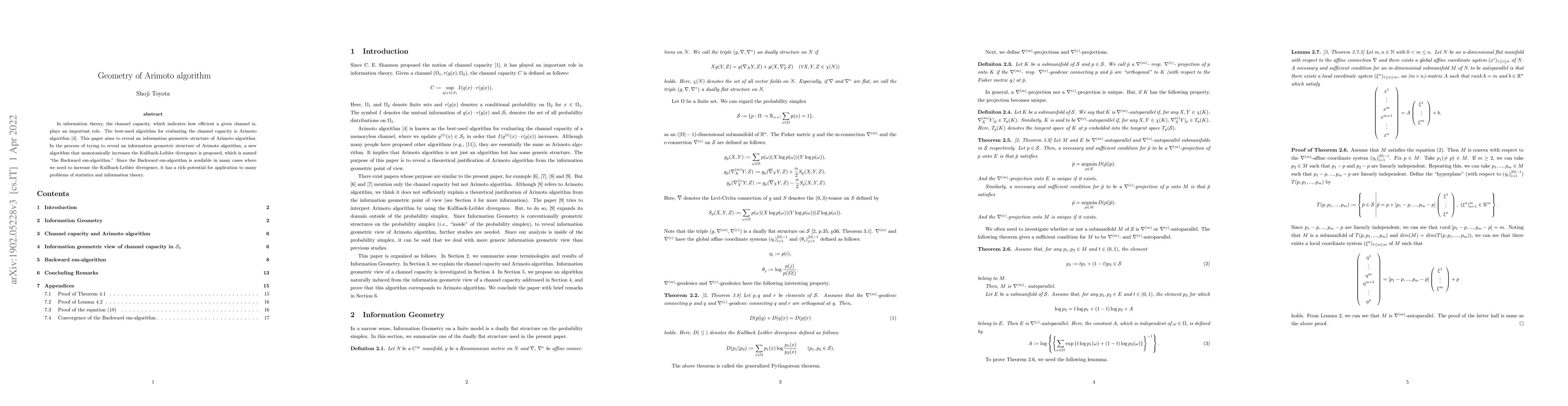 Thumbnail for Geometry of Arimoto Algorithm